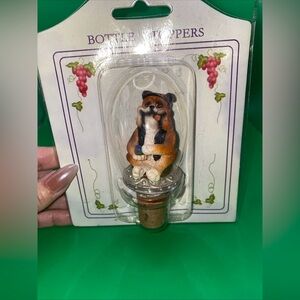 Wine & Beverage Bottle Stopper  Bulldog w/cigar.  New